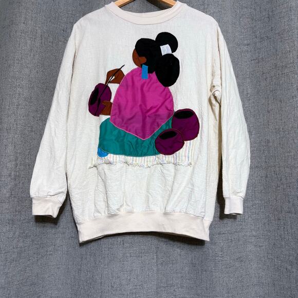 Vintage Alfredo's Wife Women Top Medium Cream Native American Southwest Handmade - Picture 1 of 5